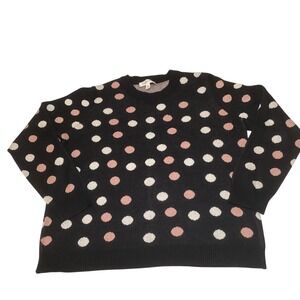 POPSUGAR Womens XL Black Polka Dot Crewneck Long Sleeve Sweater Knit Cozy